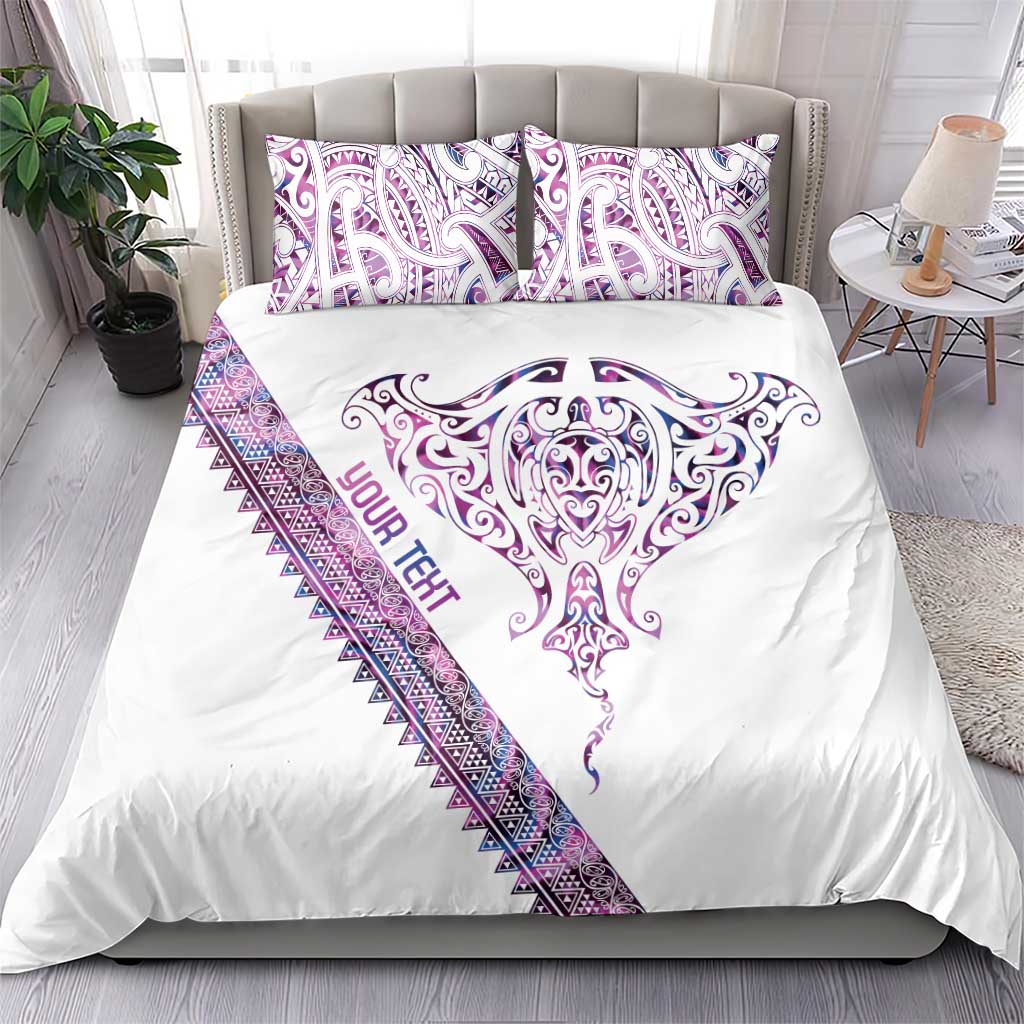 Mawhero Paua shell Kowhaiwhai Taniko Personalised Bedding Set Manta Ray Shark-Turtle Maori Tribal Style LT9 - Polynesian Pride