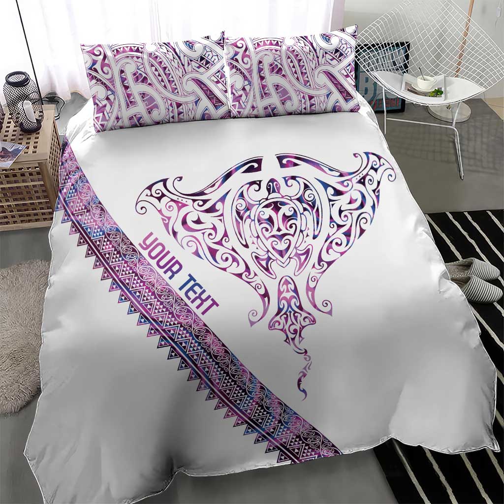 Mawhero Paua shell Kowhaiwhai Taniko Personalised Bedding Set Manta Ray Shark-Turtle Maori Tribal Style LT9 - Polynesian Pride