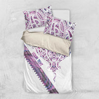 Mawhero Paua shell Kowhaiwhai Taniko Personalised Bedding Set Manta Ray Shark-Turtle Maori Tribal Style LT9 US Twin 172cm x 218cm Pink - Polynesian Pride