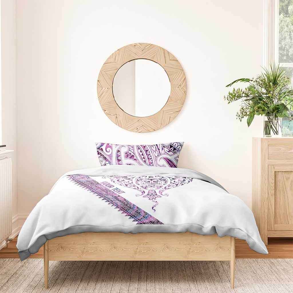 Mawhero Paua shell Kowhaiwhai Taniko Personalised Bedding Set Manta Ray Shark-Turtle Maori Tribal Style LT9 - Polynesian Pride