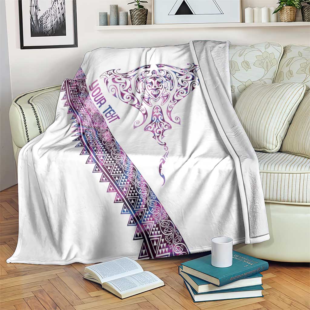 Mawhero Paua shell Kowhaiwhai Taniko Personalised Blanket Manta Ray Shark-Turtle Maori Tribal Style LT9 Pink - Polynesian Pride