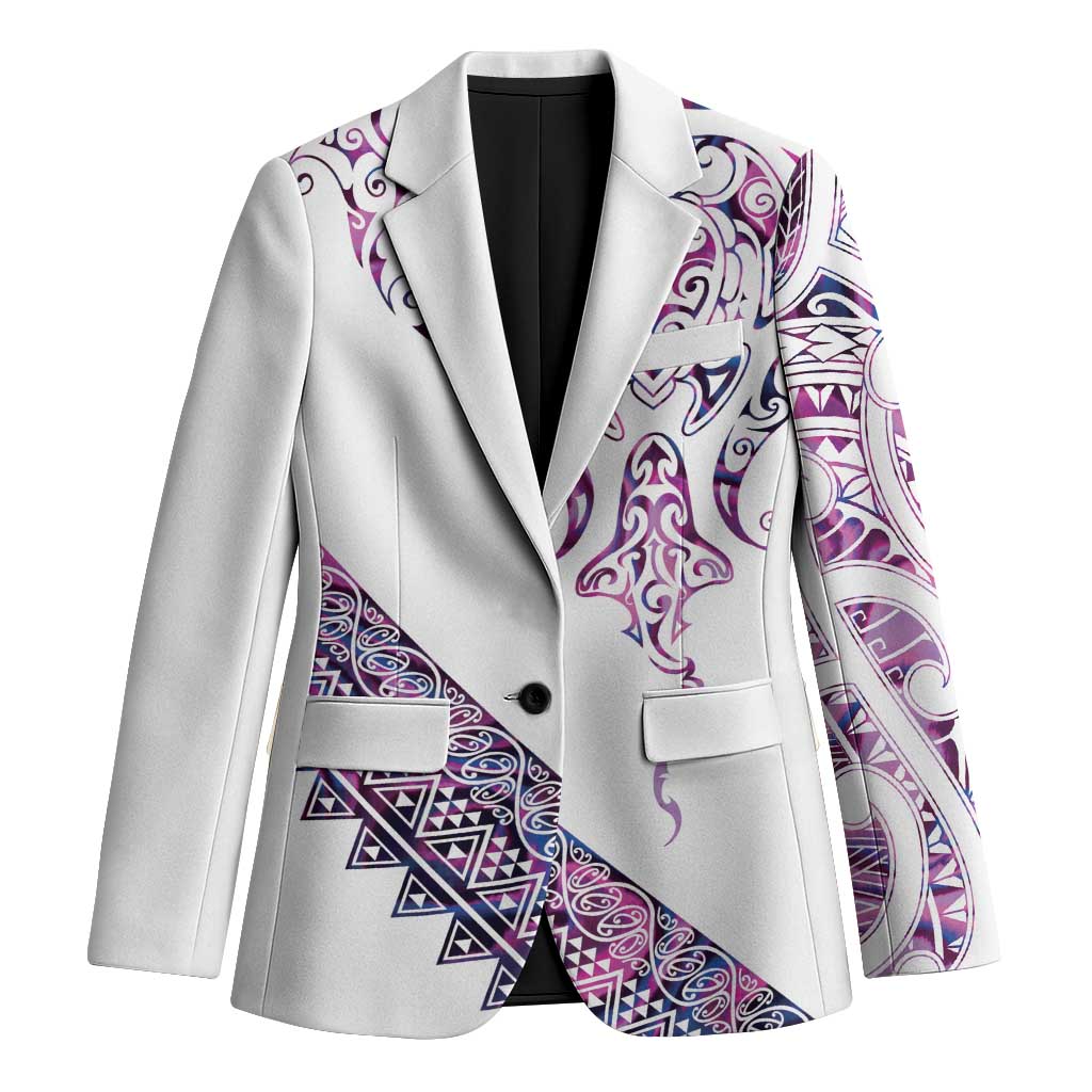 Mawhero Paua shell Kowhaiwhai Taniko Personalised Blazer Manta Ray Shark-Turtle Maori Tribal Style LT9 Unisex Pink - Polynesian Pride