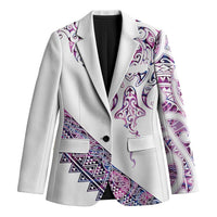 Mawhero Paua shell Kowhaiwhai Taniko Personalised Blazer Manta Ray Shark-Turtle Maori Tribal Style LT9 Unisex Pink - Polynesian Pride