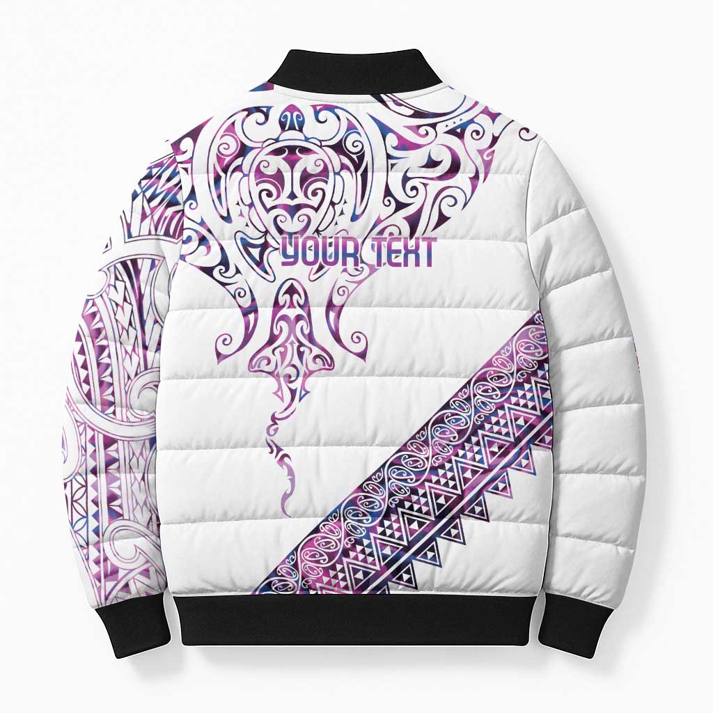 Mawhero Paua shell Kowhaiwhai Taniko Personalised Bomber Puffer Jacket Manta Ray Shark-Turtle Maori Tribal Style LT9 - Polynesian Pride
