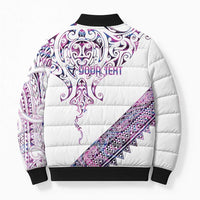 Mawhero Paua shell Kowhaiwhai Taniko Personalised Bomber Puffer Jacket Manta Ray Shark-Turtle Maori Tribal Style LT9 - Polynesian Pride