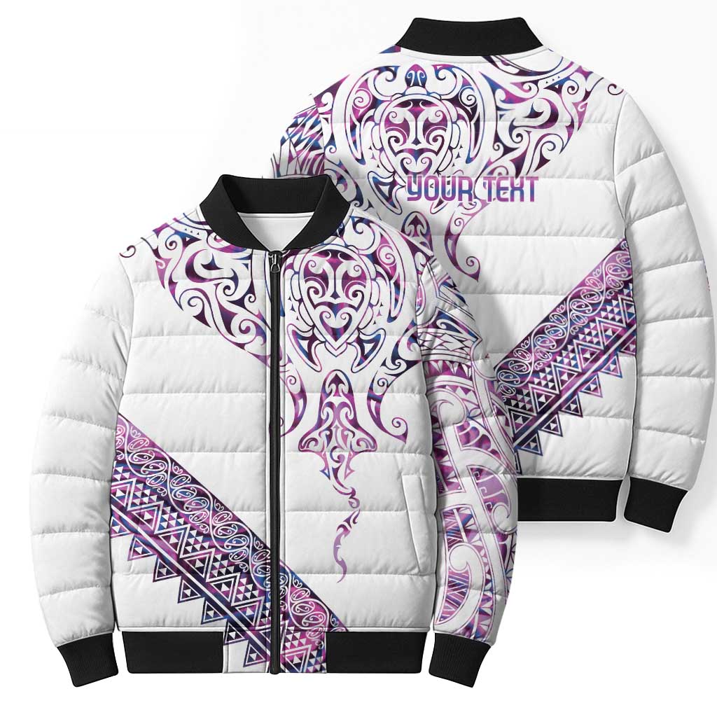 Mawhero Paua shell Kowhaiwhai Taniko Personalised Bomber Puffer Jacket Manta Ray Shark-Turtle Maori Tribal Style LT9 - Polynesian Pride