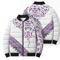 Mawhero Paua shell Kowhaiwhai Taniko Personalised Bomber Puffer Jacket Manta Ray Shark-Turtle Maori Tribal Style LT9 - Polynesian Pride