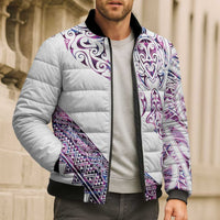 Mawhero Paua shell Kowhaiwhai Taniko Personalised Bomber Puffer Jacket Manta Ray Shark-Turtle Maori Tribal Style LT9 - Polynesian Pride