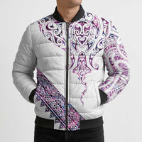 Mawhero Paua shell Kowhaiwhai Taniko Personalised Bomber Puffer Jacket Manta Ray Shark-Turtle Maori Tribal Style LT9 - Polynesian Pride