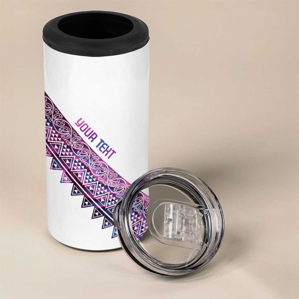 Mawhero Paua shell Kowhaiwhai Taniko Personalised 4 in 1 Can Cooler Tumbler Manta Ray Shark-Turtle Maori Tribal Style