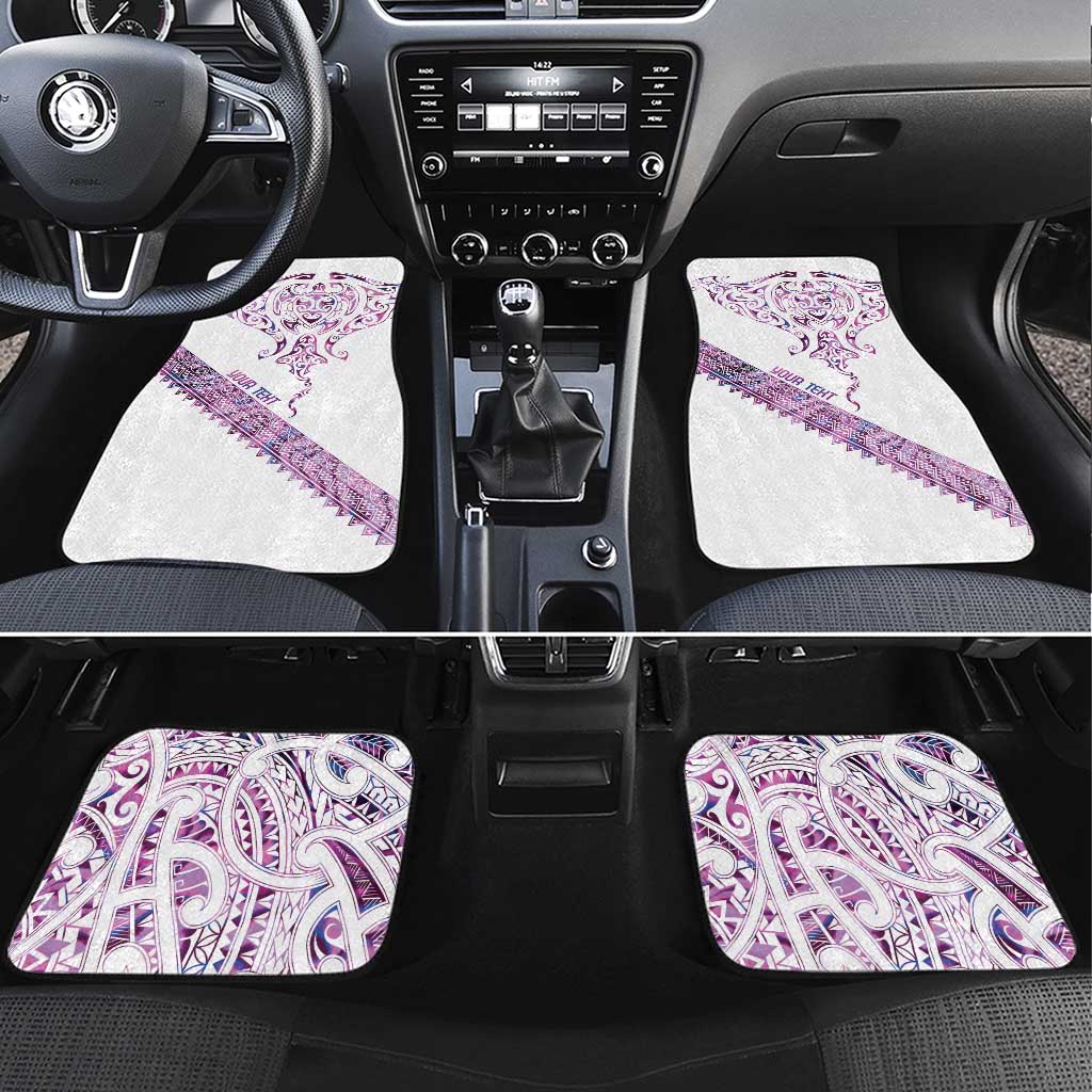 Mawhero Paua shell Kowhaiwhai Taniko Personalised Car Mats Manta Ray Shark-Turtle Maori Tribal Style LT9 Set 4pcs Pink - Polynesian Pride