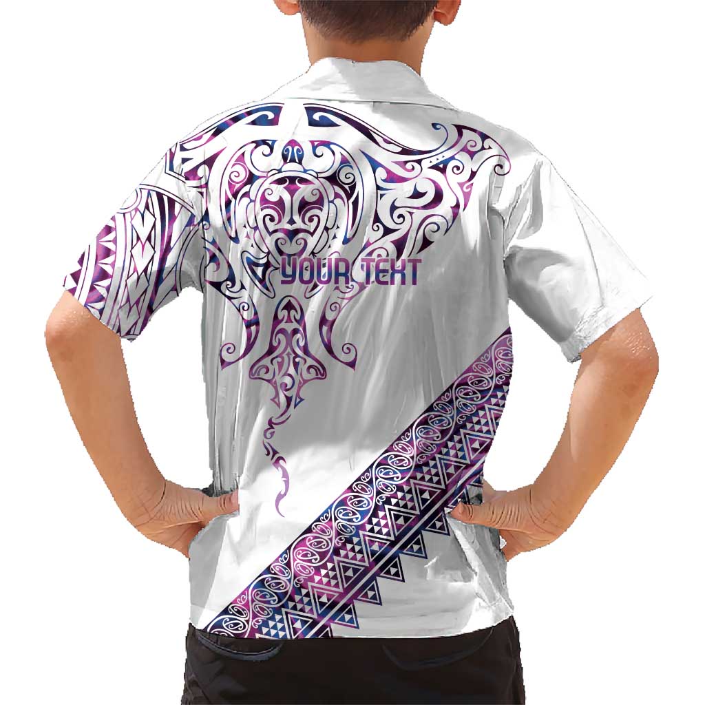 Mawhero Paua shell Kowhaiwhai Taniko Personalised Family Matching Off The Shoulder Long Sleeve Dress and Hawaiian Shirt Manta Ray Shark-Turtle Maori Tribal Style LT9 - Polynesian Pride