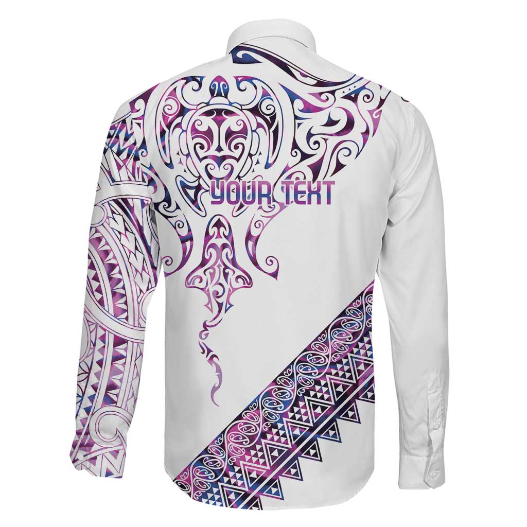 Mawhero Paua shell Kowhaiwhai Taniko Personalised Family Matching Off The Shoulder Long Sleeve Dress and Hawaiian Shirt Manta Ray Shark-Turtle Maori Tribal Style LT9 - Polynesian Pride