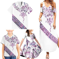 Mawhero Paua shell Kowhaiwhai Taniko Personalised Family Matching Summer Maxi Dress and Hawaiian Shirt Manta Ray Shark-Turtle Maori Tribal Style