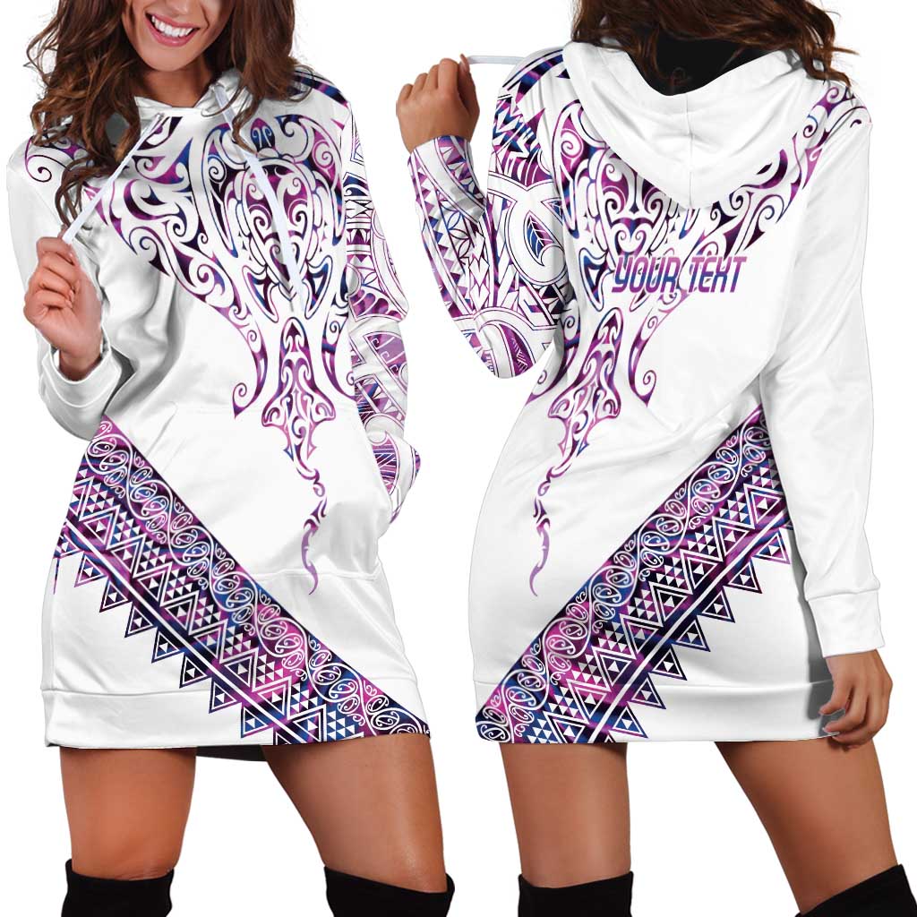 Mawhero Paua shell Kowhaiwhai Taniko Personalised Hoodie Dress Manta Ray Shark-Turtle Maori Tribal Style
