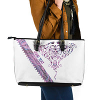 Mawhero Paua shell Kowhaiwhai Taniko Personalised Leather Tote Bag Manta Ray Shark-Turtle Maori Tribal Style