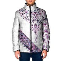 Mawhero Paua shell Kowhaiwhai Taniko Personalised Padded Jacket Manta Ray Shark-Turtle Maori Tribal Style LT9 Men Pink - Polynesian Pride
