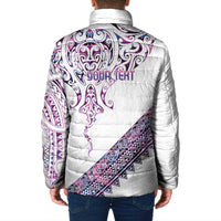 Mawhero Paua shell Kowhaiwhai Taniko Personalised Padded Jacket Manta Ray Shark-Turtle Maori Tribal Style LT9 - Polynesian Pride
