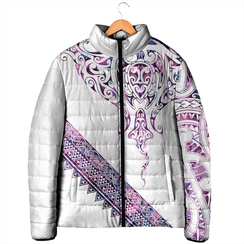 Mawhero Paua shell Kowhaiwhai Taniko Personalised Padded Jacket Manta Ray Shark-Turtle Maori Tribal Style LT9 - Polynesian Pride
