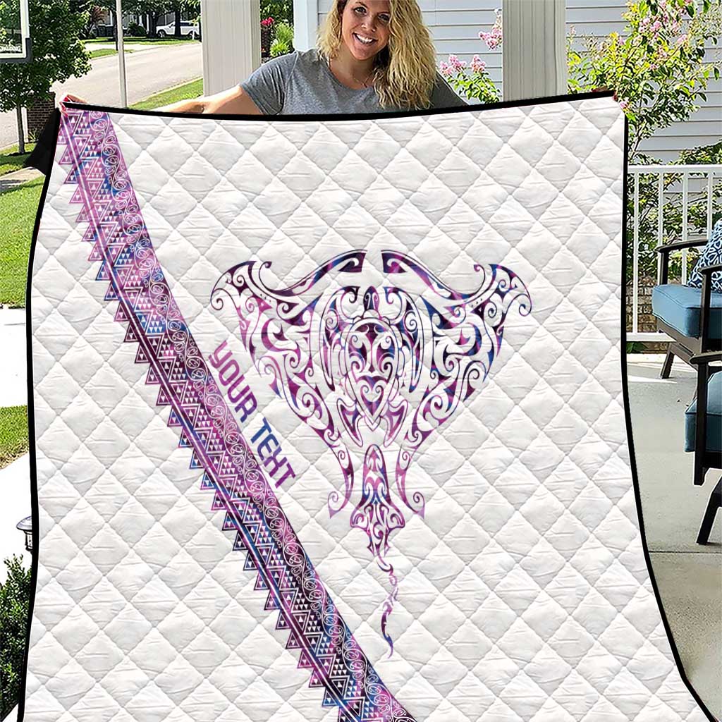 Mawhero Paua shell Kowhaiwhai Taniko Personalised Quilt Manta Ray Shark-Turtle Maori Tribal Style