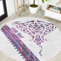 Mawhero Paua shell Kowhaiwhai Taniko Personalised Round Carpet Manta Ray Shark-Turtle Maori Tribal Style