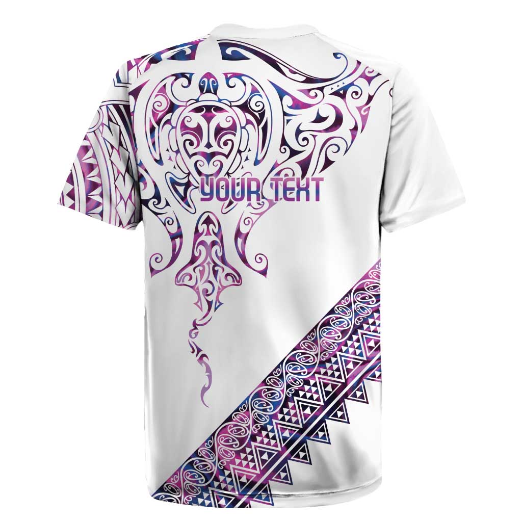 Mawhero Paua shell Kowhaiwhai Taniko Personalised Rugby Jersey Manta Ray Shark-Turtle Maori Tribal Style