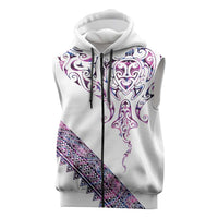 Mawhero Paua shell Kowhaiwhai Taniko Personalised Sleeveless Zip Hoodie Manta Ray Shark-Turtle Maori Tribal Style