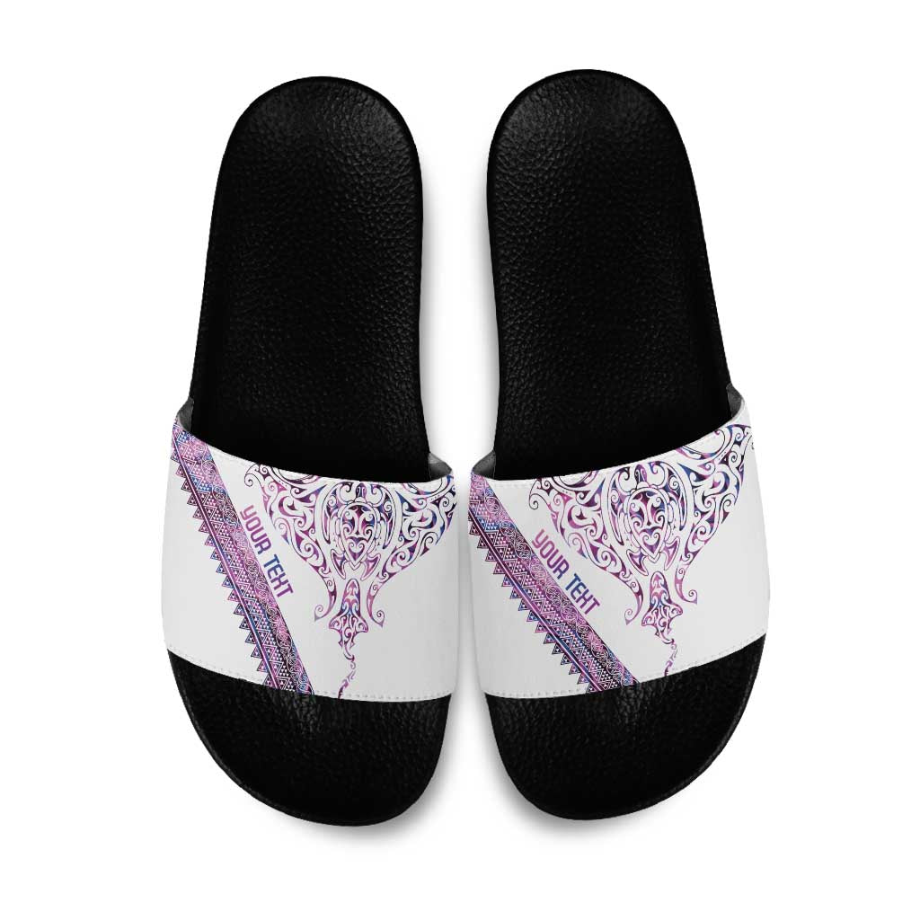 Mawhero Paua shell Kowhaiwhai Taniko Personalised Slide Sandals Manta Ray Shark-Turtle Maori Tribal Style