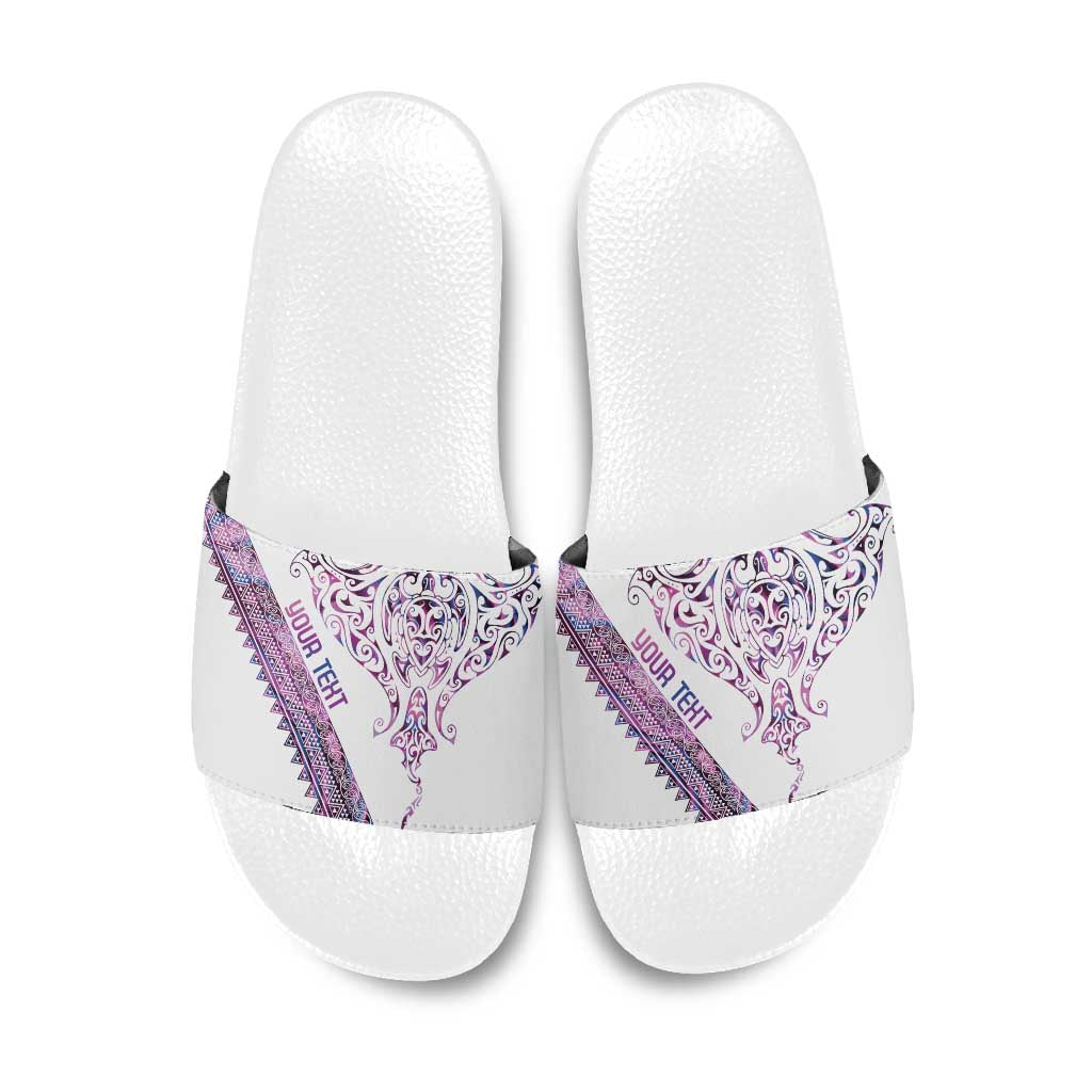 Mawhero Paua shell Kowhaiwhai Taniko Personalised Slide Sandals Manta Ray Shark-Turtle Maori Tribal Style