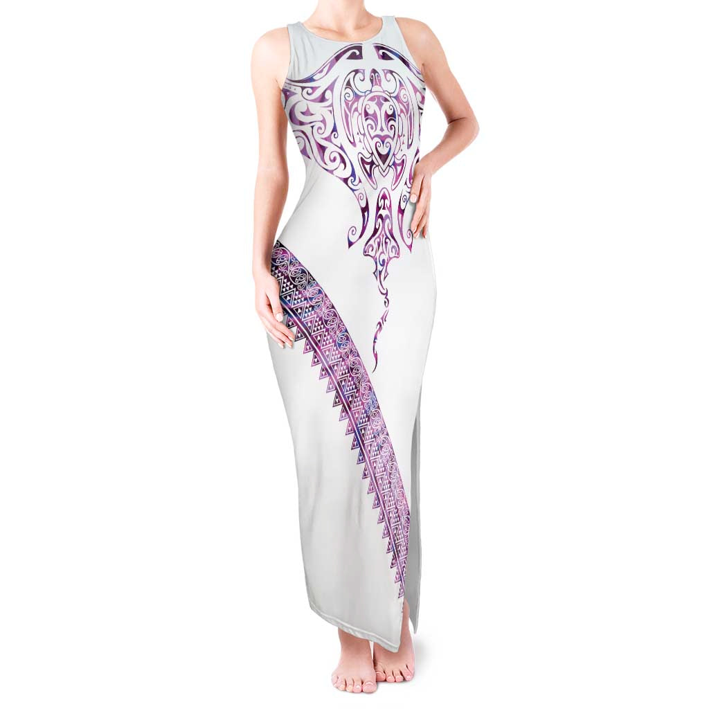 Mawhero Paua shell Kowhaiwhai Taniko Personalised Tank Maxi Dress Manta Ray Shark-Turtle Maori Tribal Style