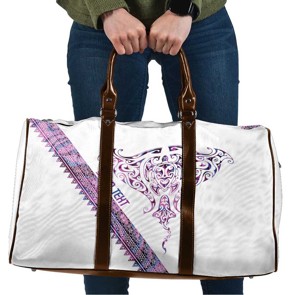 Mawhero Paua shell Kowhaiwhai Taniko Personalised Travel Bag Manta Ray Shark-Turtle Maori Tribal Style