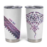 Mawhero Paua shell Kowhaiwhai Taniko Personalised Tumbler Cup Manta Ray Shark-Turtle Maori Tribal Style