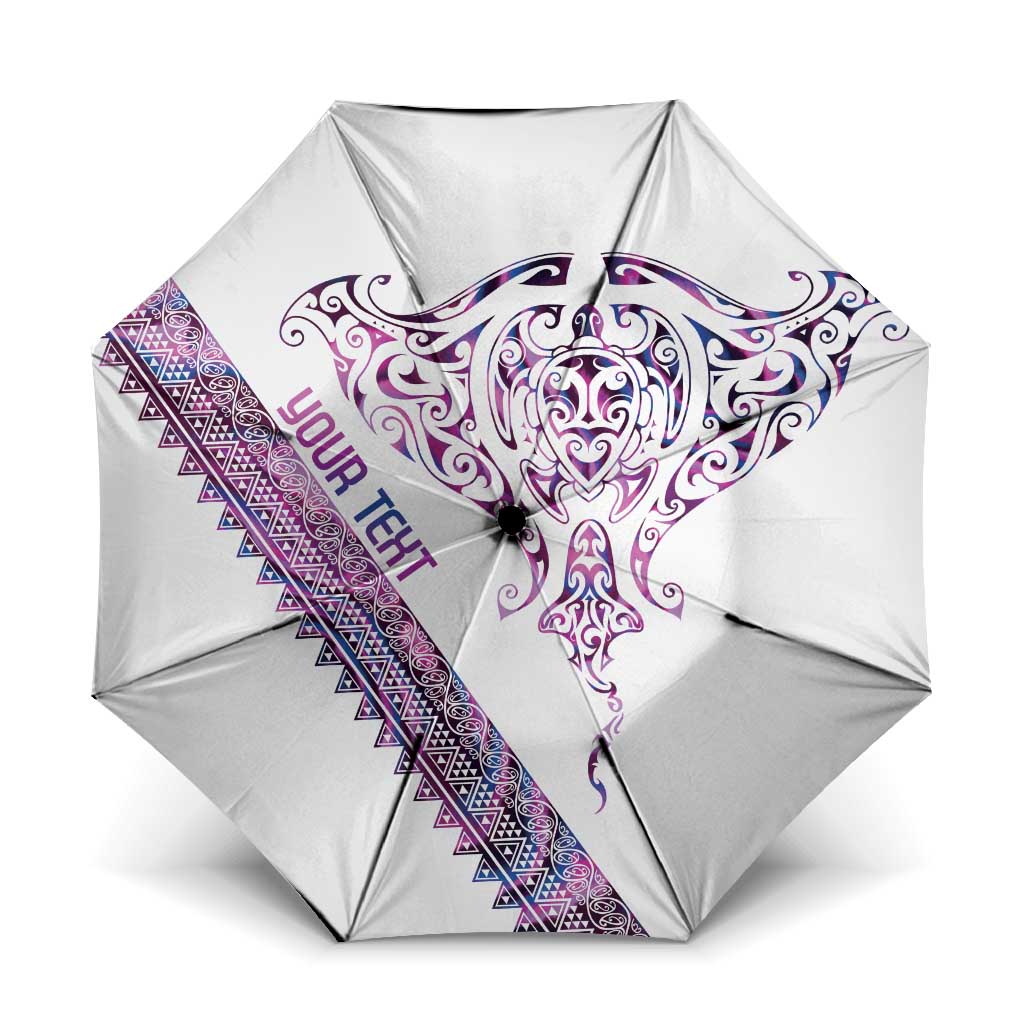 Mawhero Paua shell Kowhaiwhai Taniko Personalised Umbrella Manta Ray Shark-Turtle Maori Tribal Style LT9 One Size Folded 11.42 inch Opened Diameter 37.4 inch Pink - Polynesian Pride