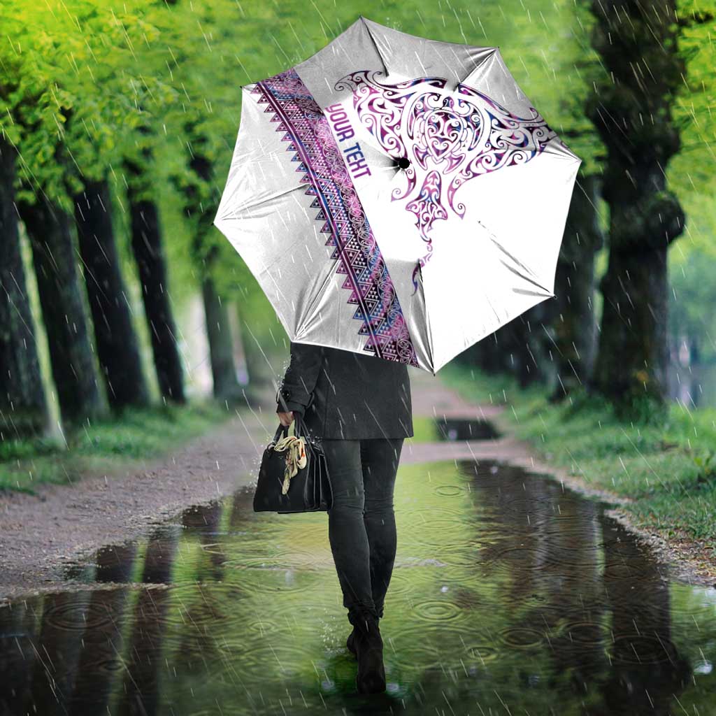Mawhero Paua shell Kowhaiwhai Taniko Personalised Umbrella Manta Ray Shark-Turtle Maori Tribal Style LT9 - Polynesian Pride