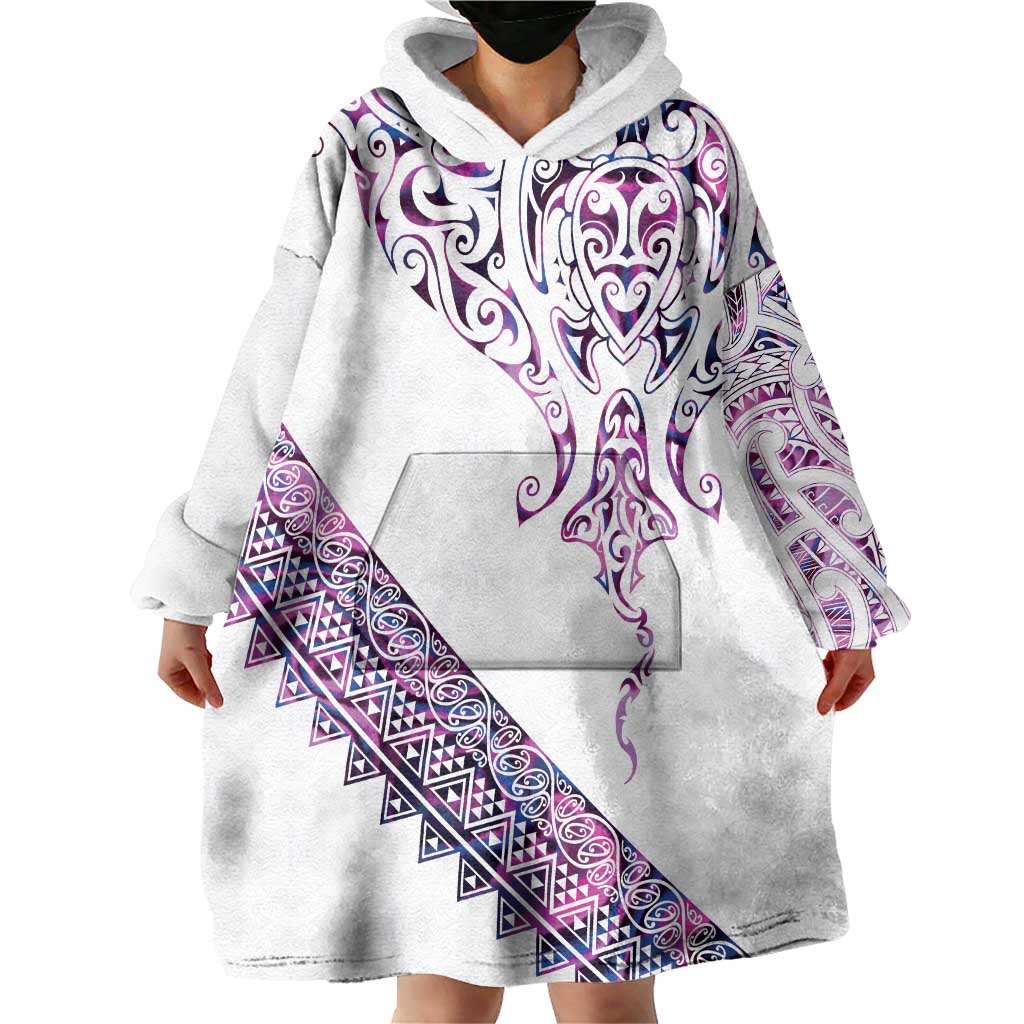 Mawhero Paua shell Kowhaiwhai Taniko Personalised Wearable Blanket Hoodie Manta Ray Shark-Turtle Maori Tribal Style