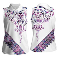 Mawhero Paua shell Kowhaiwhai Taniko Personalised Women Sleeveless Polo Shirt Manta Ray Shark-Turtle Maori Tribal Style