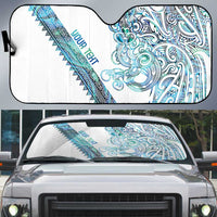 Kahui Whetu Paua shell Kowhaiwhai Taniko Personalised Auto Sun Shade Taniwha Maori Tribal Style LT9 Blue - Polynesian Pride