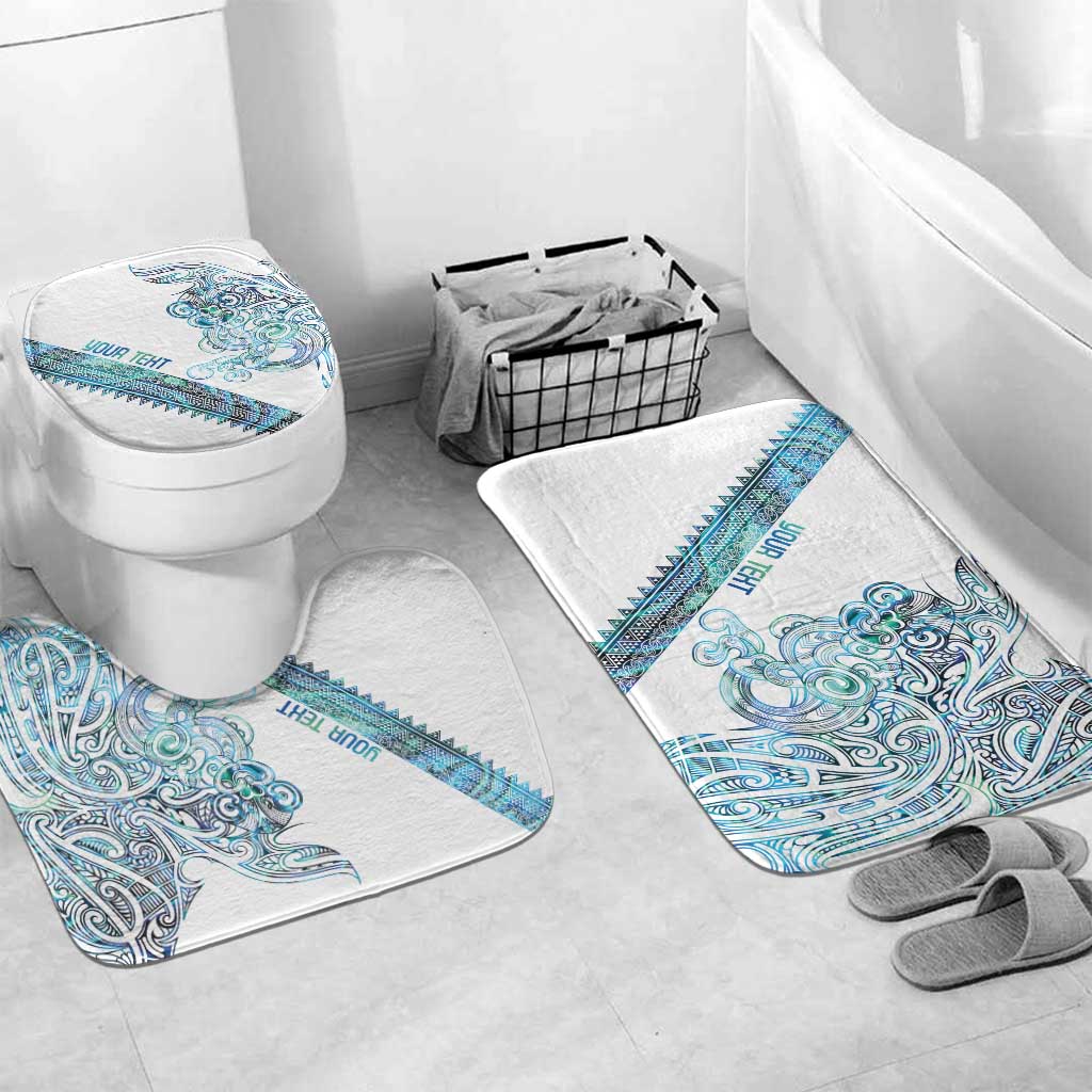 Kahui Whetu Paua shell Kowhaiwhai Taniko Personalised Bathroom Set Taniwha Maori Tribal Style LT9 Mat Set Only (3 pcs) One Size Blue - Polynesian Pride