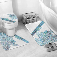Kahui Whetu Paua shell Kowhaiwhai Taniko Personalised Bathroom Set Taniwha Maori Tribal Style LT9 Mat Set Only (3 pcs) One Size Blue - Polynesian Pride