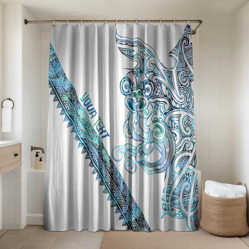 Kahui Whetu Paua shell Kowhaiwhai Taniko Personalised Bathroom Set Taniwha Maori Tribal Style LT9 Shower Curtain Only Blue - Polynesian Pride