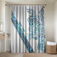 Kahui Whetu Paua shell Kowhaiwhai Taniko Personalised Bathroom Set Taniwha Maori Tribal Style LT9 Shower Curtain Only Blue - Polynesian Pride
