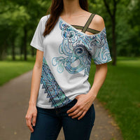 Kahui Whetu Paua shell Kowhaiwhai Taniko Personalised Cross Shoulder Shirt Taniwha Maori Tribal Style