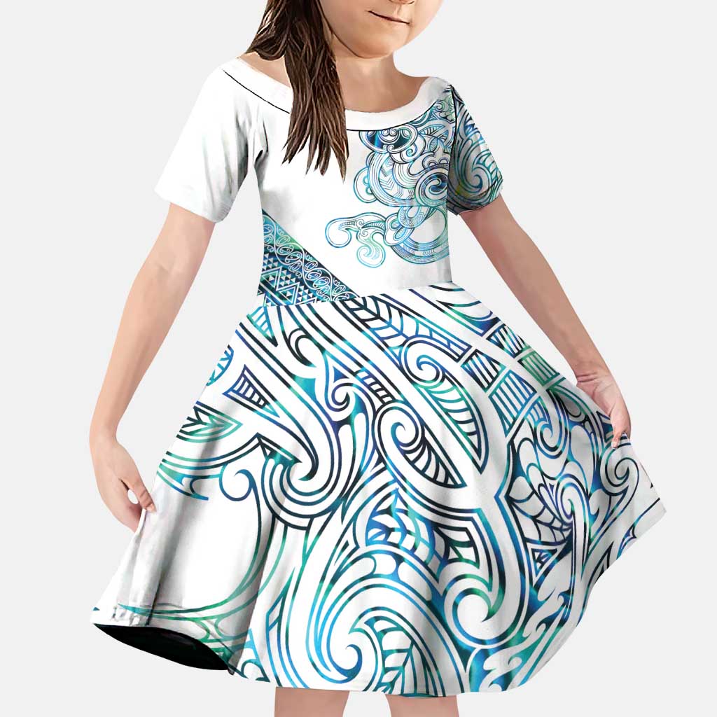 Kahui Whetu Paua shell Kowhaiwhai Taniko Personalised Family Matching Summer Maxi Dress and Hawaiian Shirt Taniwha Maori Tribal Style