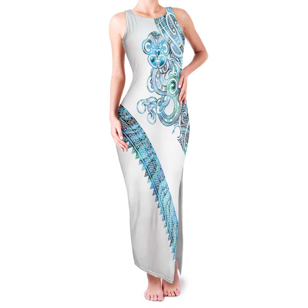 Kahui Whetu Paua shell Kowhaiwhai Taniko Personalised Family Matching Tank Maxi Dress and Hawaiian Shirt Taniwha Maori Tribal Style