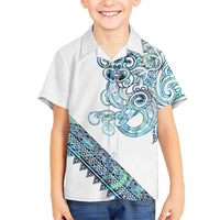 Kahui Whetu Paua shell Kowhaiwhai Taniko Personalised Family Matching Tank Maxi Dress and Hawaiian Shirt Taniwha Maori Tribal Style