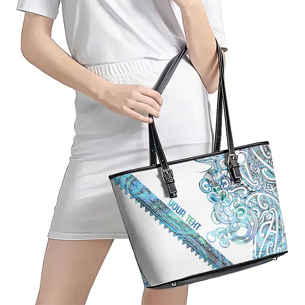 Kahui Whetu Paua shell Kowhaiwhai Taniko Personalised Leather Tote Bag Taniwha Maori Tribal Style