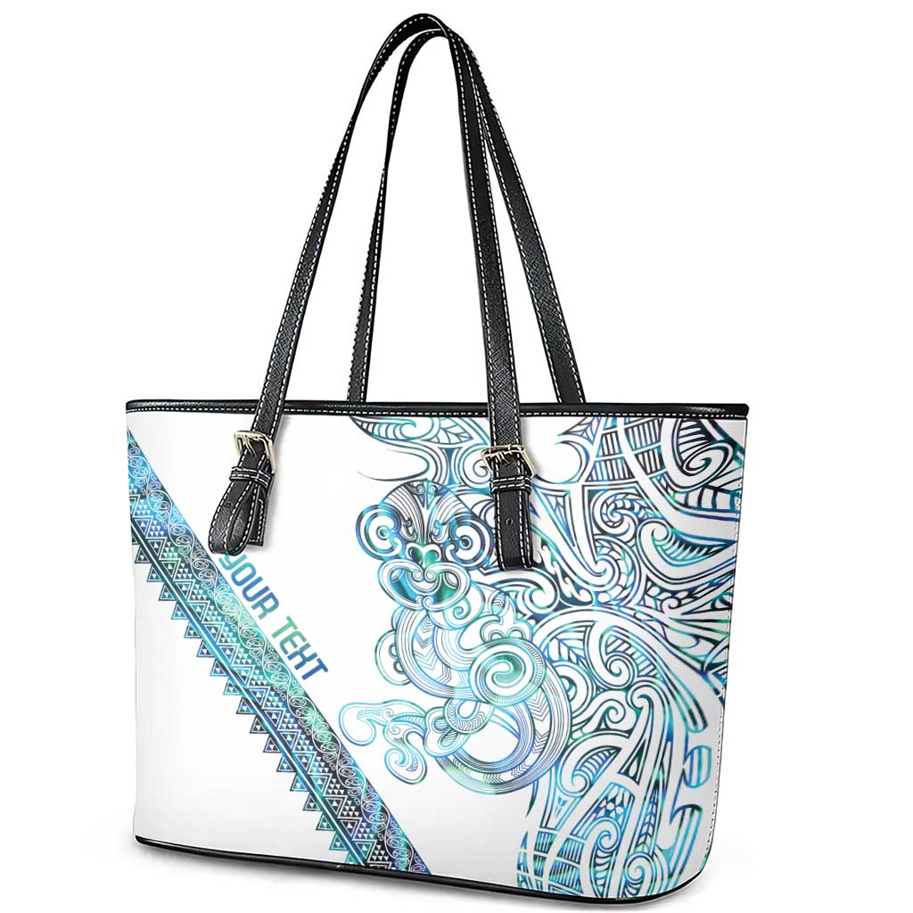 Kahui Whetu Paua shell Kowhaiwhai Taniko Personalised Leather Tote Bag Taniwha Maori Tribal Style