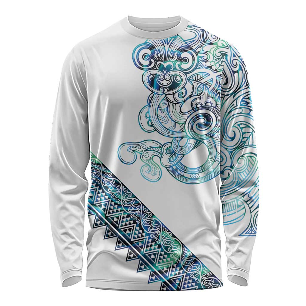 Kahui Whetu Paua shell Kowhaiwhai Taniko Personalised Long Sleeve Shirt Taniwha Maori Tribal Style