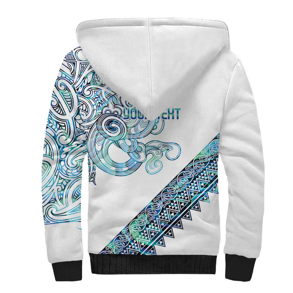 Kahui Whetu Paua shell Kowhaiwhai Taniko Personalised Sherpa Hoodie Taniwha Maori Tribal Style
