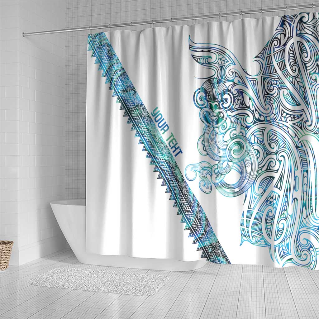 Kahui Whetu Paua shell Kowhaiwhai Taniko Personalised Shower Curtain Taniwha Maori Tribal Style